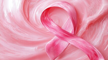 Fundraiser poster with pink ribbon swirl, nonprofit healthcare campaign