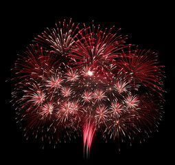 Red and White Fireworks Exploding in the Dark celebration