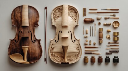 Deconstructed Violins with Repair Tools: A Detailed Study of Instrument Craftsmanship