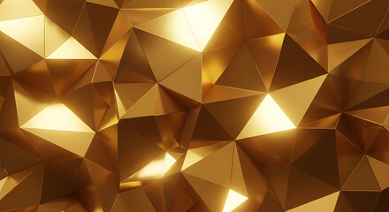 luxury metallic gold polygon abstract geometric background with reflective facets