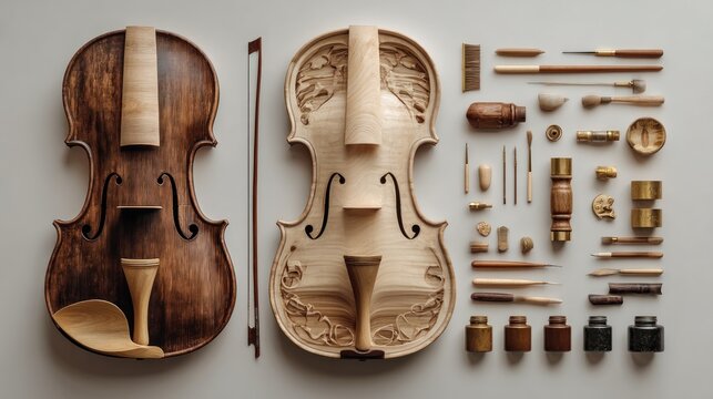 Deconstructed Violins with Repair Tools: A Detailed Study of Instrument Craftsmanship