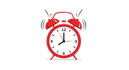 Red alarm clock ringing at 8 AM, symbolizing urgency, deadlines, and waking up on time