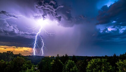 Dramatic lightning storm over landscape (1)