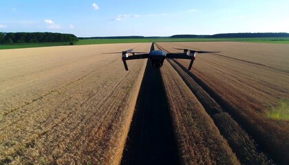 Drone over golden field