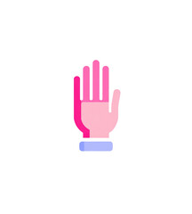 Obraz premium Pixelated hand icon, pink and light purple
