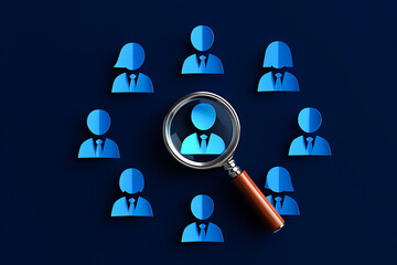 Talent Search and Recruitment Concept – Magnifying Glass Highlighting Candidate Profile for HR & Hiring Process