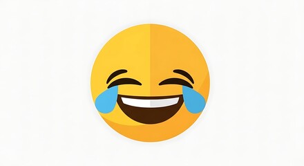Fototapeta premium Laughing with Tears Emoji Icon Representing Joy, Hilarity, and Fun on a Clean White Background