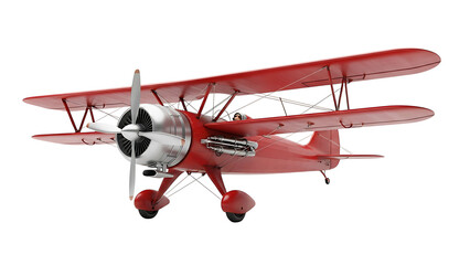 Vintage red biplane airplane aviation aircraft aerodrome airshow retro plane flying machine classic 100 on transparent background