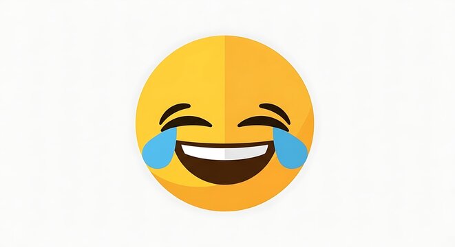 Laughing with Tears Emoji Icon Representing Joy, Hilarity, and Fun on a Clean White Background - Powered by Adobe