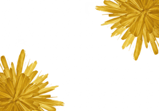 Golden abstract flower petals isolated on transparent background