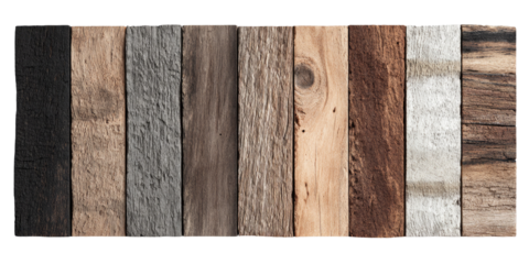 Horizontal wood planks in various shades of brown, gray, and black