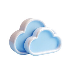 Light-blue 3D rendered cloud icon, with white outline