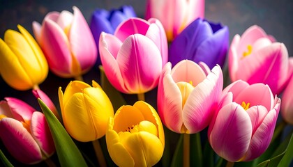 Vibrant tulips in a variety of colors