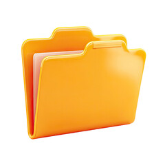 3D render of a bright orange file folder with a light peach document inside