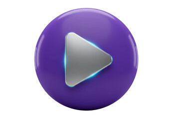 Purple play button icon isolated on transparent background
