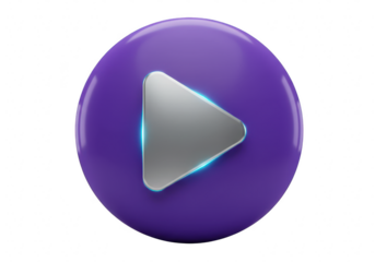 Purple play button icon isolated on transparent background