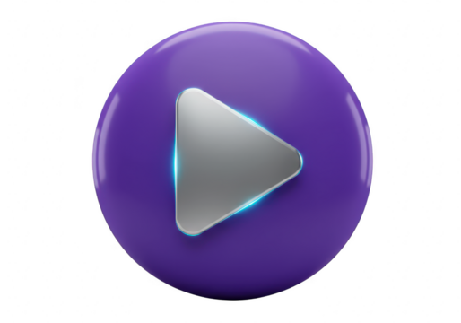 Purple play button icon isolated on transparent background