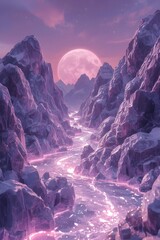 Melting Crystal Mountains Under a Violet Sky