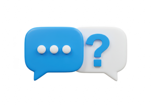 Speech bubbles with question mark and ellipsis isolated on transparent background