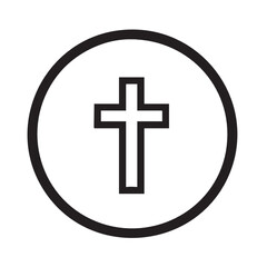 Obraz premium Minimalist Vector Icon of Cross Inside Circle in Black for Religious Design
