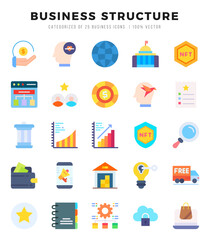 Set of Business Structure Icons Flat icons collection.