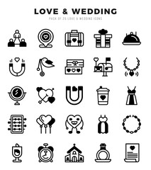 Set of Love & Wedding icons. Vector Illustration.