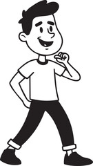 Handsome Man Black and White Illustration Vector Image Male Portrait Fashion Sketch Line Art Design