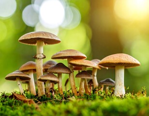 Mushrooms in a forest setting