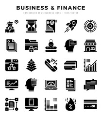 Set of Glyph Business & Finance Icons. Glyph art icon. Vector illustration