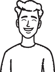 Handsome Man Black and White Illustration Vector Image Male Portrait Fashion Sketch Line Art Design