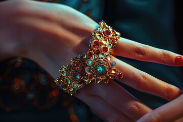 High Resolution Visual of Woman with Jewellery Bracelet Fashion Style