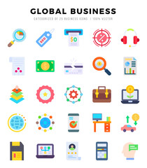 Global Business Flat icons. Vector Flat illustration.