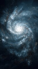 Obraz premium Blue Spiral Galaxy in Deep Space – Glowing Cosmic Vortex of Stars, Nebulae and Light