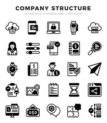 Set of Company Structure Icons. Simple Lineal Filled art style icons pack.