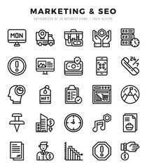 Marketing & SEO Lineal icons collection. Lineal icons pack. Vector illustration