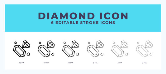 Diamond line icon with different stroke. Vector illustration.