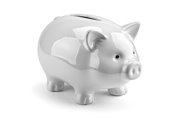 Flawless Image of White Piggy Bank Isolated on White Background