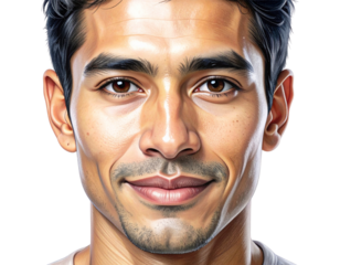 Realistic Pencil Sketch of Human Face, Front View, isolated on transparent background