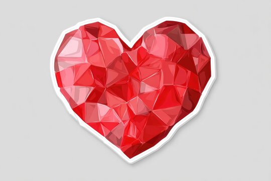 Low-poly red heart sticker design