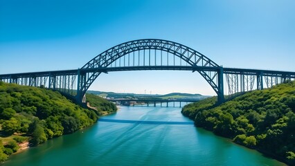 Obraz premium The iconic Sydney Harbour Bridge is a landmark steel arch structure carrying railways and city transportation across the water
