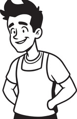 Handsome Man Black and White Illustration Vector Image Male Portrait Fashion Sketch Line Art Design
