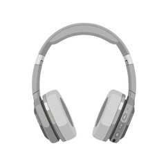Gray over-ear headphones with a padded headband and earcups.