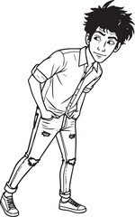 Handsome Man Black and White Illustration Vector Image Male Portrait Fashion Sketch Line Art Design