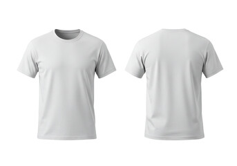White t shirt mockup front and back view on transparent background