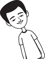 Handsome Man Black and White Illustration Vector Image Male Portrait Fashion Sketch Line Art Design