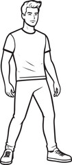 Fototapeta premium Handsome Man Black and White Illustration Vector Image Male Portrait Fashion Sketch Line Art Design