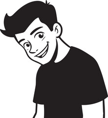 Handsome Man Black and White Illustration Vector Image Male Portrait Fashion Sketch Line Art Design