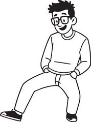 Handsome Man Black and White Illustration Vector Image Male Portrait Fashion Sketch Line Art Design