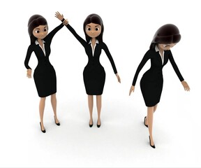 3d woman declare winner and loser going in sad mood concept