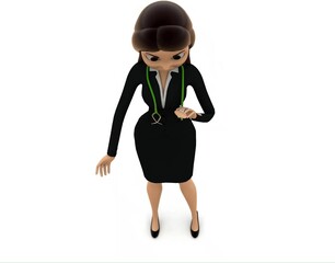 3d woman doctor wearing  stethoscope  concept